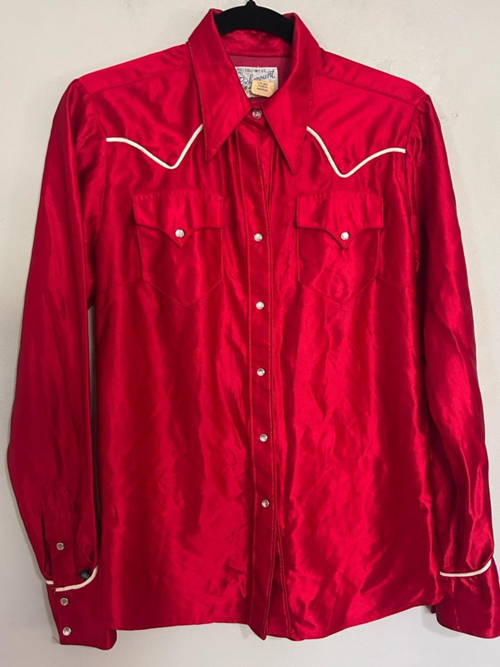Vintage Rockmount Red Satin Western Shirt Pearl Snap Cowboy Rodeo Y2K Nashville